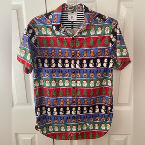 DENIM & FLOWER Ricky Singh Ugly Christmas Colorful Short Sleeve Button Up Shirt